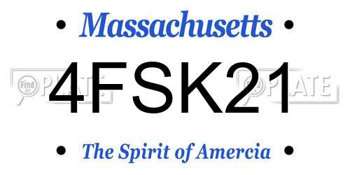 4FSK21 Massachusetts License Plate