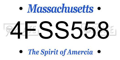 4FSS558 Massachusetts License Plate