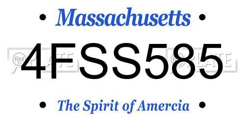 4FSS585 Massachusetts License Plate