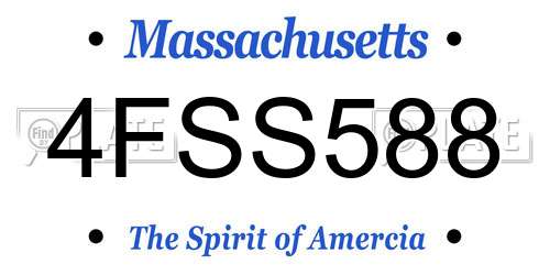 4FSS588 Massachusetts License Plate
