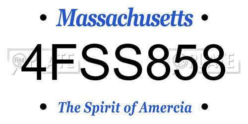4FSS858 Massachusetts License Plate