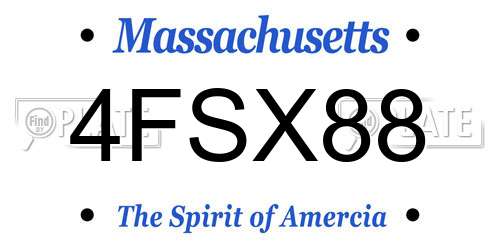 4FSX88 Massachusetts License Plate