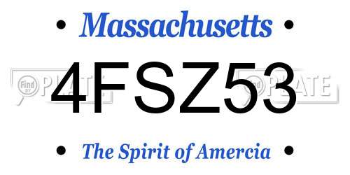 4FSZ53 Massachusetts License Plate