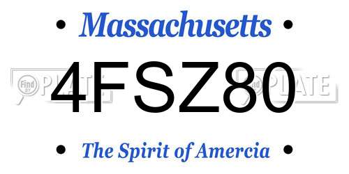 4FSZ80 Massachusetts License Plate