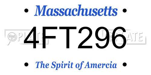 4FT296 Massachusetts License Plate