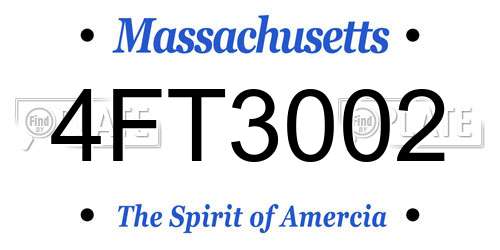 4FT3002 Massachusetts License Plate