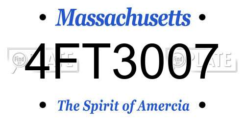 4FT3007 Massachusetts License Plate