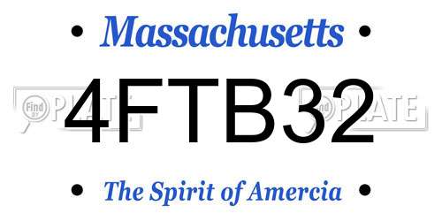4FTB32 Massachusetts License Plate