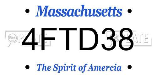 4FTD38 Massachusetts License Plate