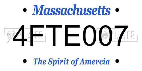4FTE007 Massachusetts License Plate