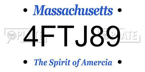 4FTJ89 Massachusetts License Plate