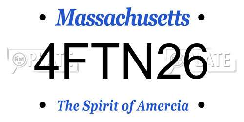 4FTN26 Massachusetts License Plate