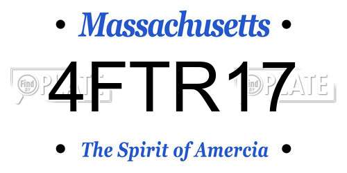 4FTR17 Massachusetts License Plate