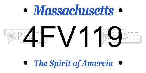 4FV119 Massachusetts License Plate