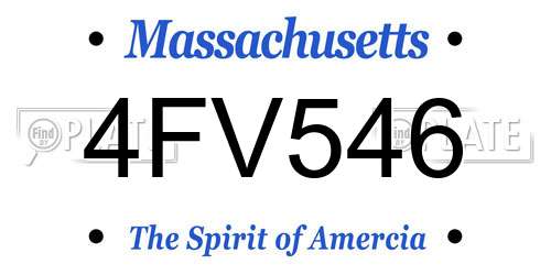 4FV546 Massachusetts License Plate