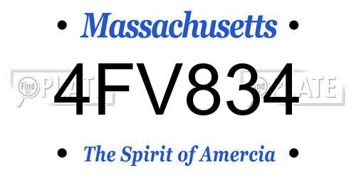 4FV834 Massachusetts License Plate