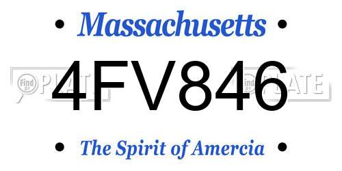 4FV846 Massachusetts License Plate