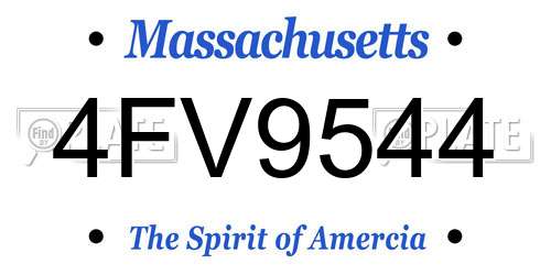4FV9544 Massachusetts License Plate