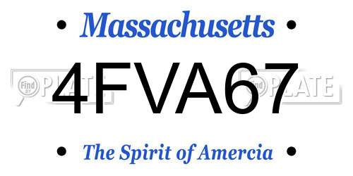 4FVA67 Massachusetts License Plate