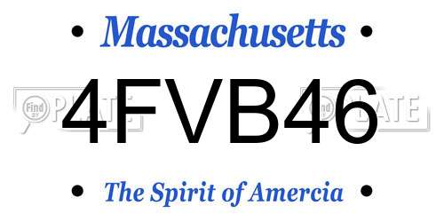 4FVB46 Massachusetts License Plate