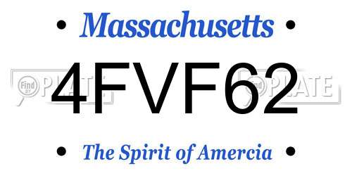 4FVF62 Massachusetts License Plate