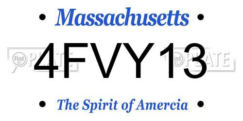 4FVY13 Massachusetts License Plate