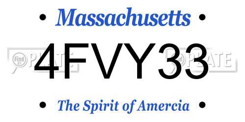 4FVY33 Massachusetts License Plate