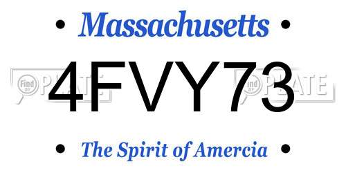 4FVY73 Massachusetts License Plate