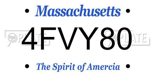 4FVY80 Massachusetts License Plate