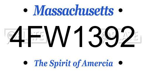 4FW1392 Massachusetts License Plate