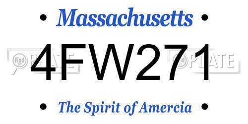 4FW271 Massachusetts License Plate