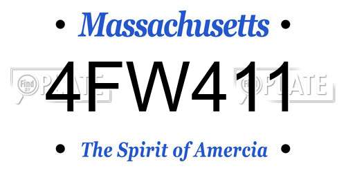 4FW411 Massachusetts License Plate