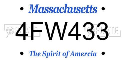 4FW433 Massachusetts License Plate