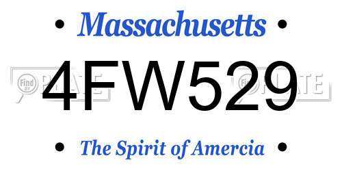 4FW529 Massachusetts License Plate