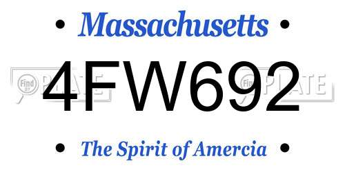 4FW692 Massachusetts License Plate