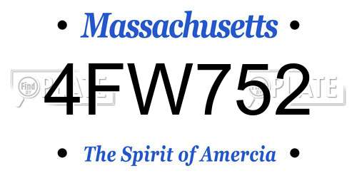 4FW752 Massachusetts License Plate