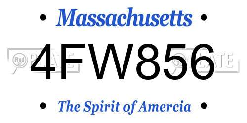 4FW856 Massachusetts License Plate