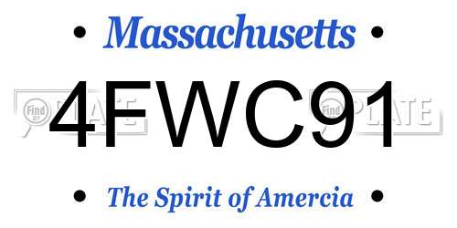 4FWC91 Massachusetts License Plate