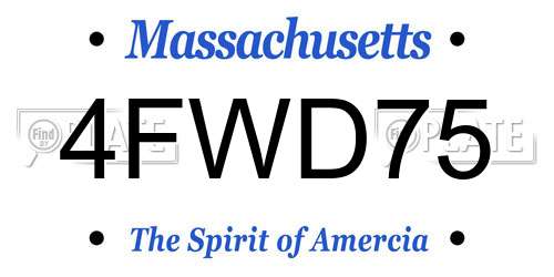 4FWD75 Massachusetts License Plate