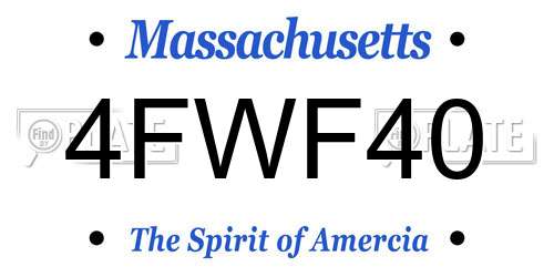 4FWF40 Massachusetts License Plate