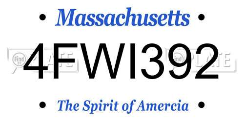 4FWI392 Massachusetts License Plate