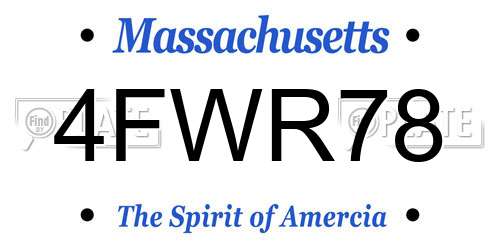 4FWR78 Massachusetts License Plate
