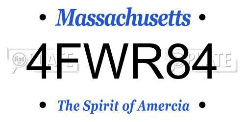 4FWR84 Massachusetts License Plate