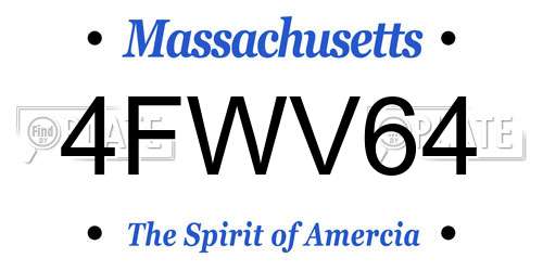 4FWV64 Massachusetts License Plate