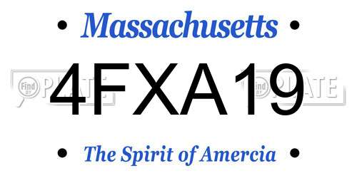 4FXA19 Massachusetts License Plate