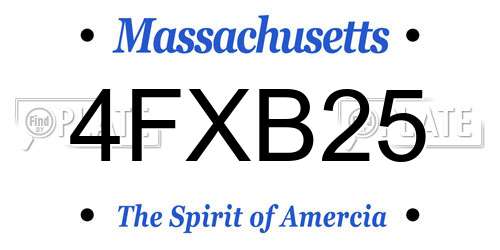 4FXB25 Massachusetts License Plate