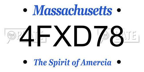 4FXD78 Massachusetts License Plate