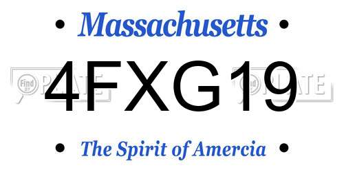 4FXG19 Massachusetts License Plate