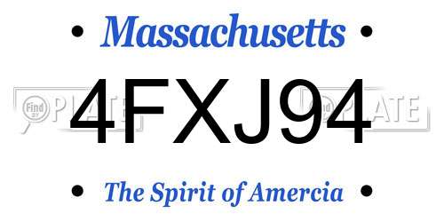 4FXJ94 Massachusetts License Plate