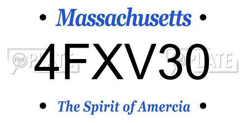 4FXV30 Massachusetts License Plate